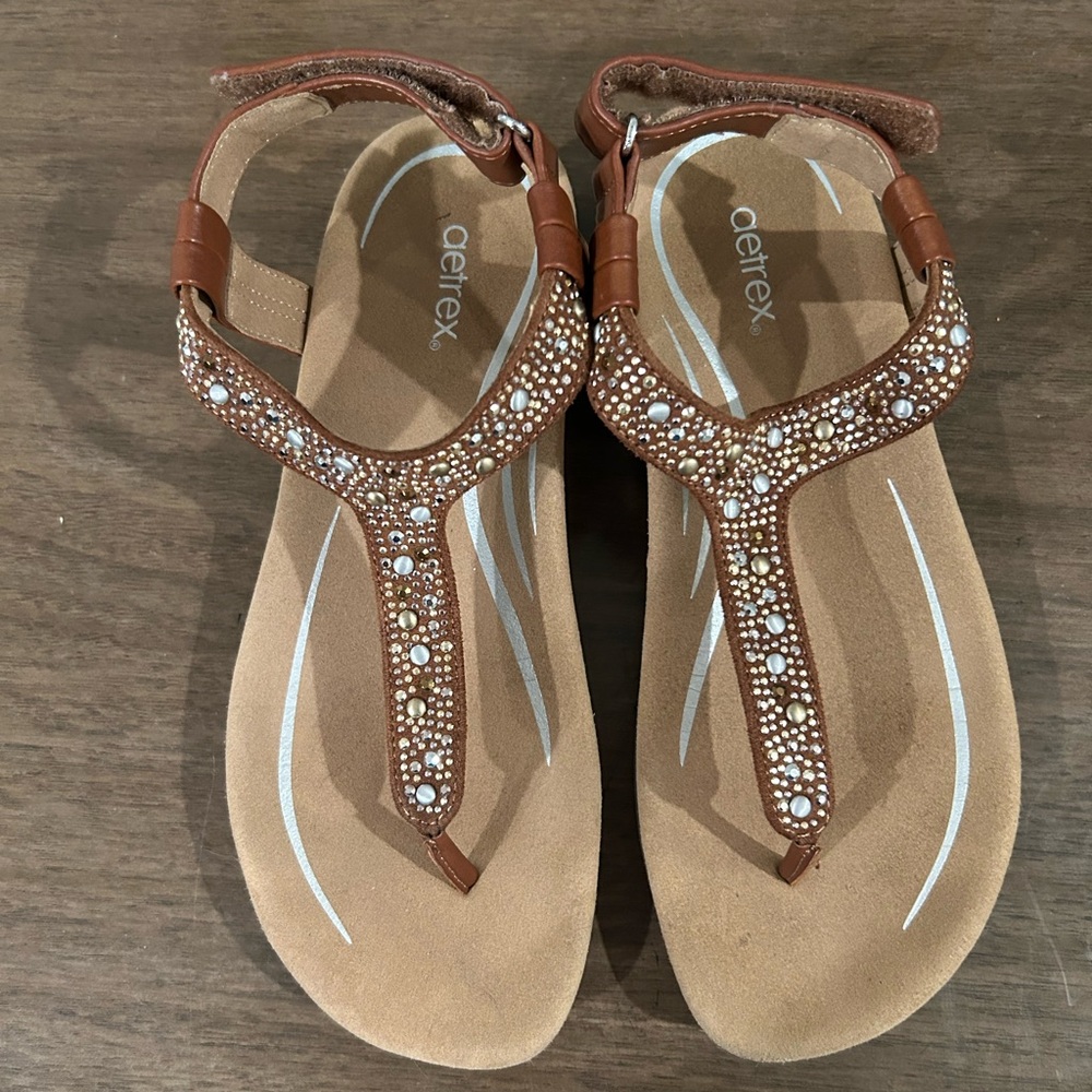 Aetrex Brown Beaded Women's Sandals